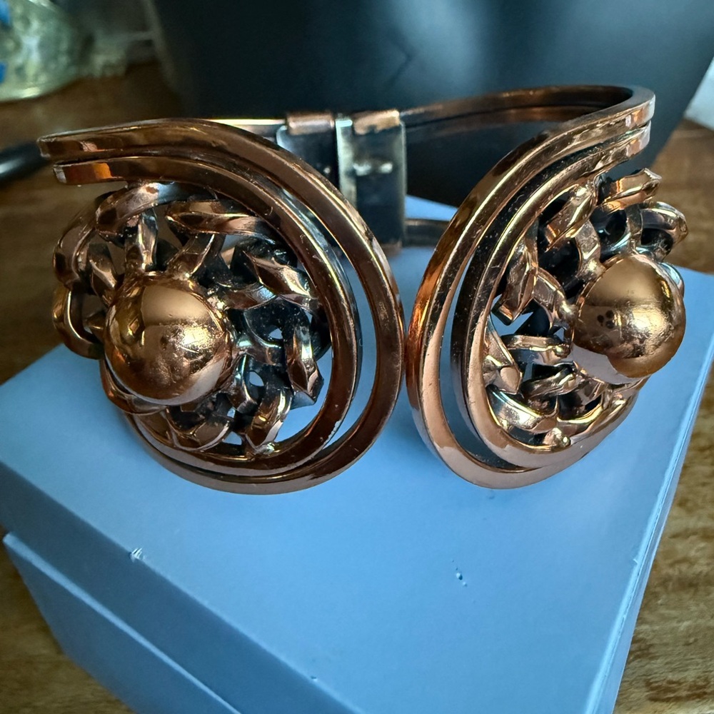 Vintage Copper Statement Bracelet clamper style